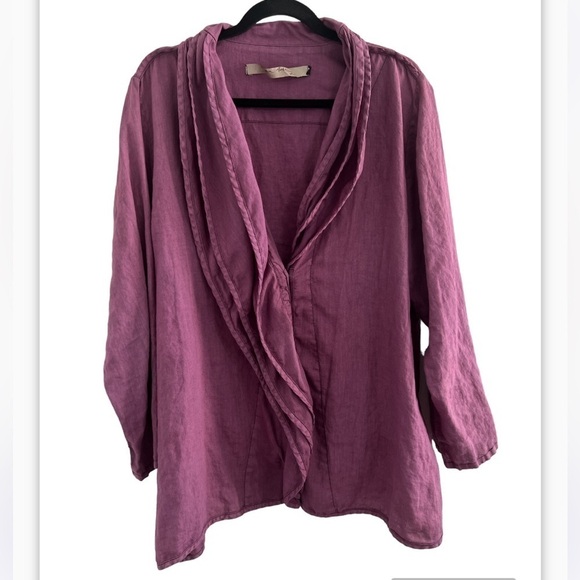 Cynthia Ashby Ruffle Cotton Long Sleeve Top - Picture 1 of 11